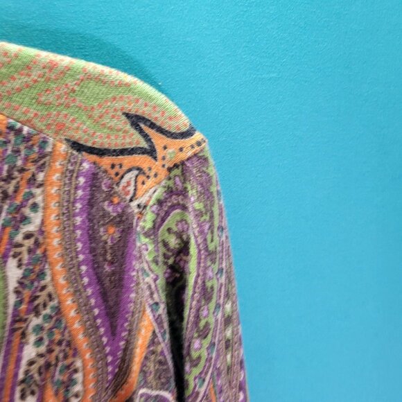 Etro Milano Womens Paisley Silk & Cashmere Long Sleeve Size 10 Made In Italy - Picture 11 of 11